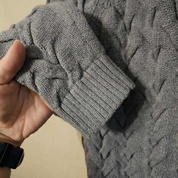 L.L. Bean Drifter Women's Large Cotton Cable Knit Shawl Collar Cardigan Heavy - Picture 4 of 5